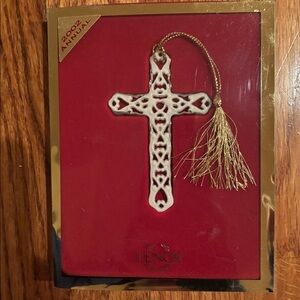 Lenox Ivory Cross Ornament with Gold Accents